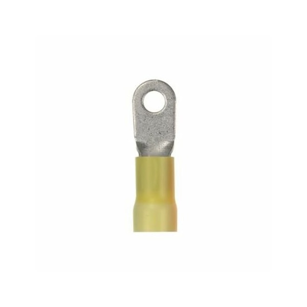 Ring Terminal, 5/16 in Stud Size, 4 AWG, 600 V, Vinyl Insulated, Yellow, 20 PK